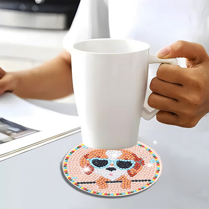 DIY Diamond Painting Coasters Kit Crystal Drink Coasters Cartoon for Adults Kids