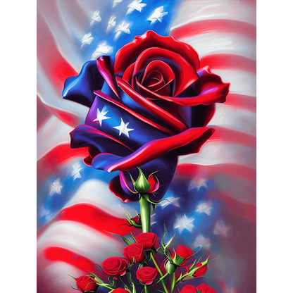 Independence Day Flag Rose - Full Round Drill Diamond Painting 30*40CM