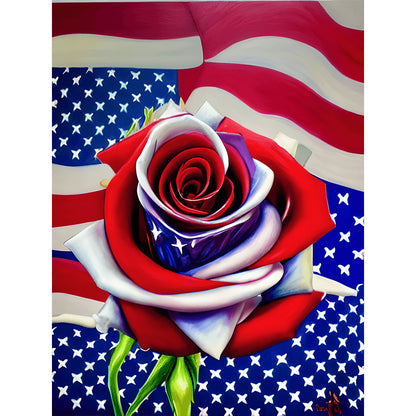 Independence Day Flag Rose - Full Round Drill Diamond Painting 30*40CM