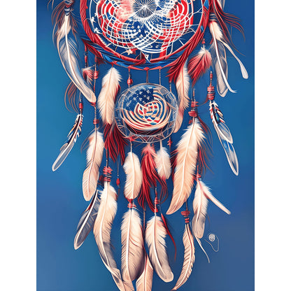 Independence Day Flag Dream Catcher - Full Round Drill Diamond Painting 30*40CM