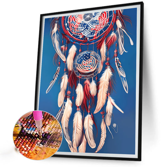 Independence Day Flag Dream Catcher - Full Round Drill Diamond Painting 30*40CM