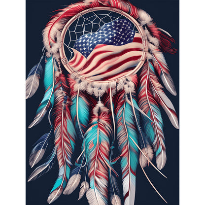 Independence Day Flag Dream Catcher - Full Round Drill Diamond Painting 30*40CM