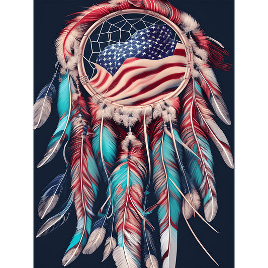 Independence Day Flag Dream Catcher - Full Round Drill Diamond Painting 30*40CM
