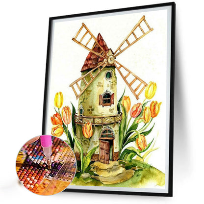 House Windmill - Full Round Drill Diamond Painting 30*40CM