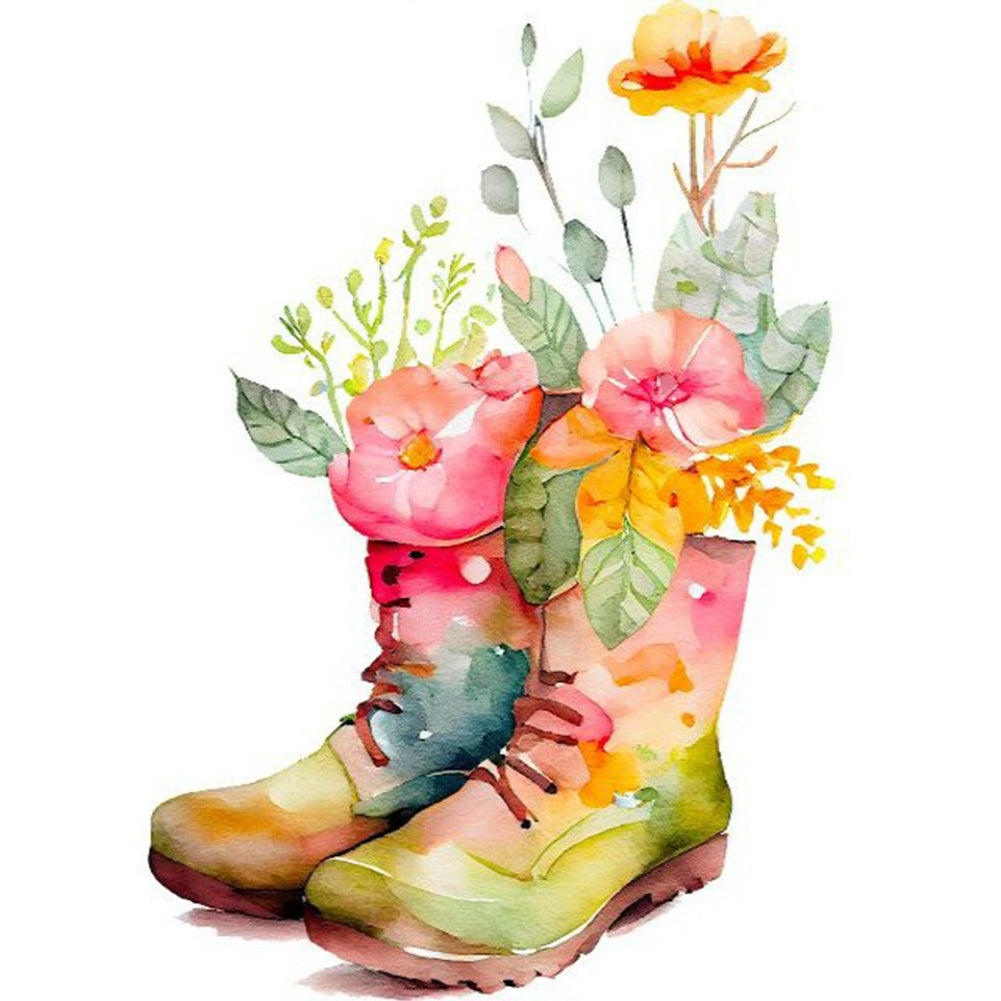 Flower Boots - Full Round Drill Diamond Painting 30*40CM