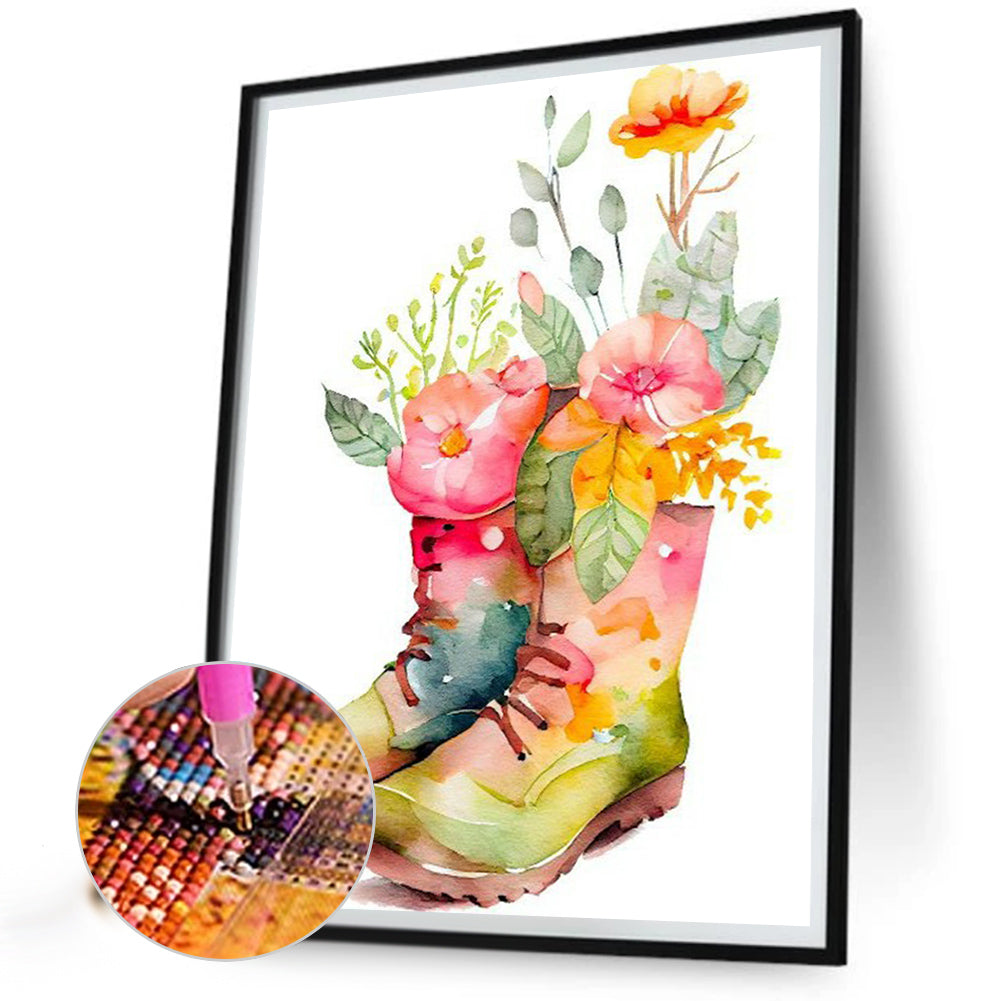 Flower Boots - Full Round Drill Diamond Painting 30*40CM