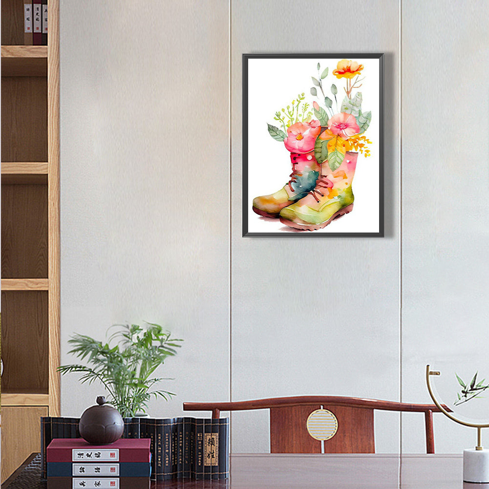 Flower Boots - Full Round Drill Diamond Painting 30*40CM