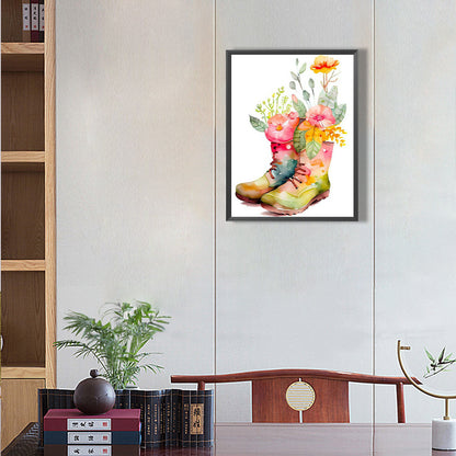 Flower Boots - Full Round Drill Diamond Painting 30*40CM