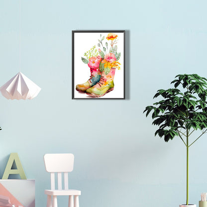 Flower Boots - Full Round Drill Diamond Painting 30*40CM