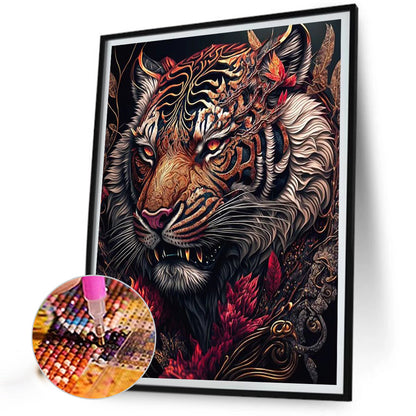 Vintage Carved Tiger - Full Square Drill Diamond Painting 40*50CM