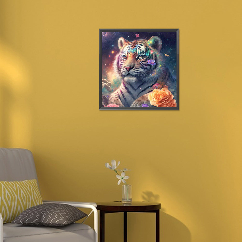 Tiger And Flower - Full Round Drill Diamond Painting 30*30CM