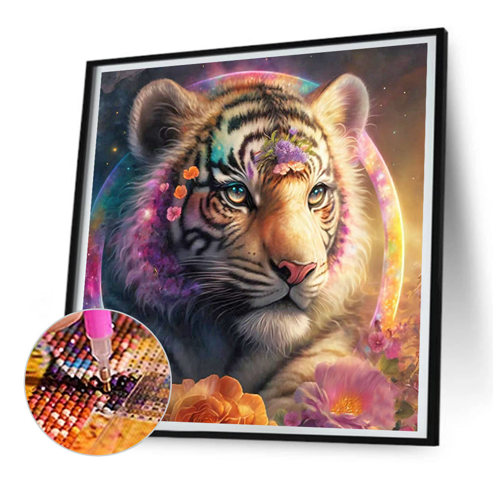 Tiger And Hula Hoop - Full Round Drill Diamond Painting 30*30CM