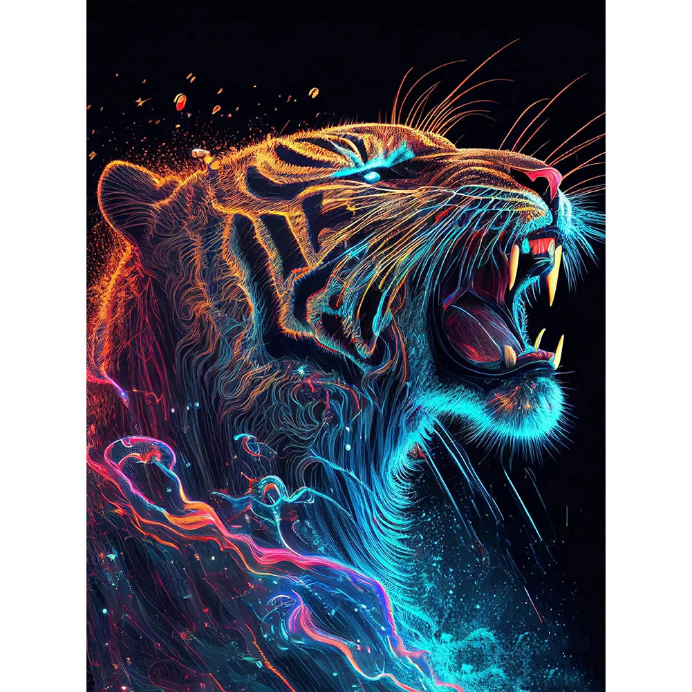 Roaring Tiger - Full Round Drill Diamond Painting 30*40CM