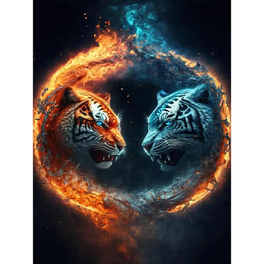 Roaring Tiger - Full Round Drill Diamond Painting 30*40CM