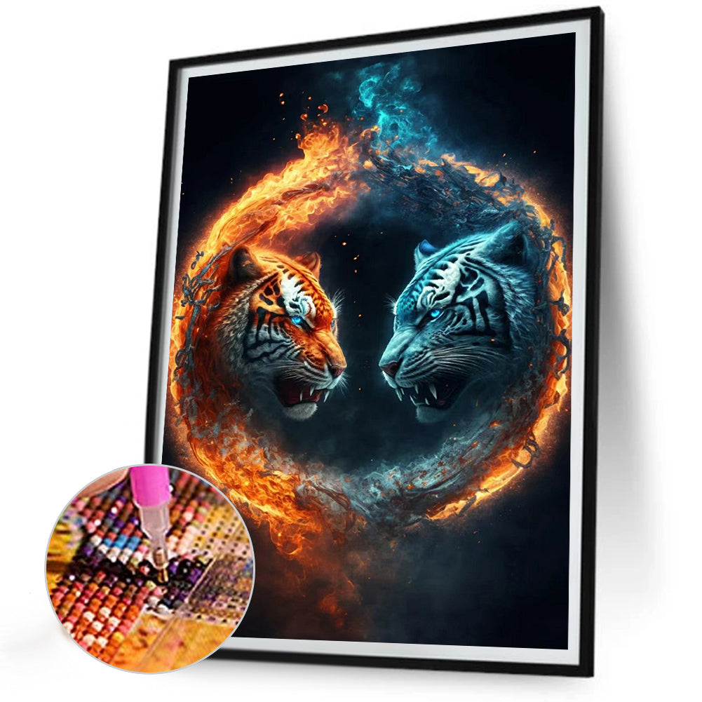 Roaring Tiger - Full Round Drill Diamond Painting 30*40CM