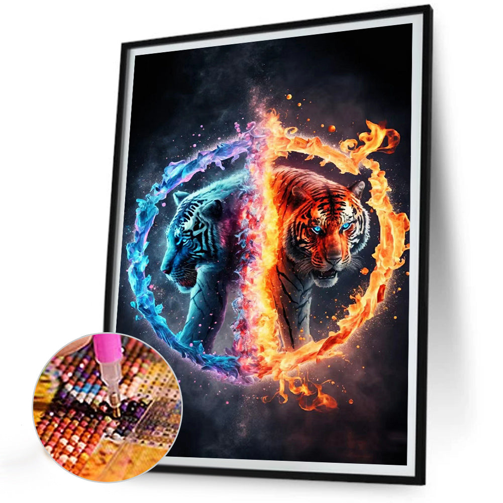 Yin Yang Walking Tiger - Full Round Drill Diamond Painting 30*40CM