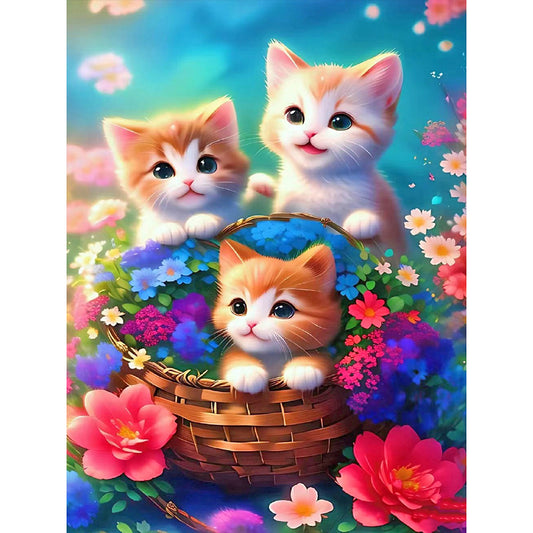 Three Kittens - Full Round Drill Diamond Painting 30*40CM