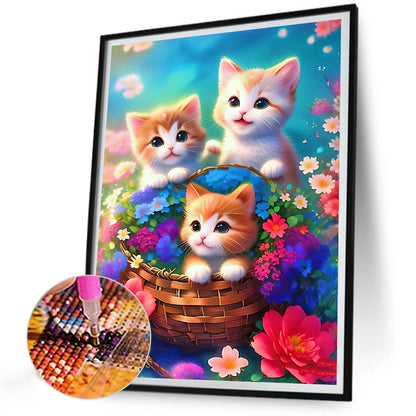 Three Kittens - Full Round Drill Diamond Painting 30*40CM