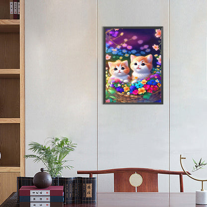 Two Kittens Looking Up - Full Round Drill Diamond Painting 30*40CM