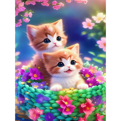 Two Kittens Looking In The Same Direction - Full Round Drill Diamond Painting 30*40CM
