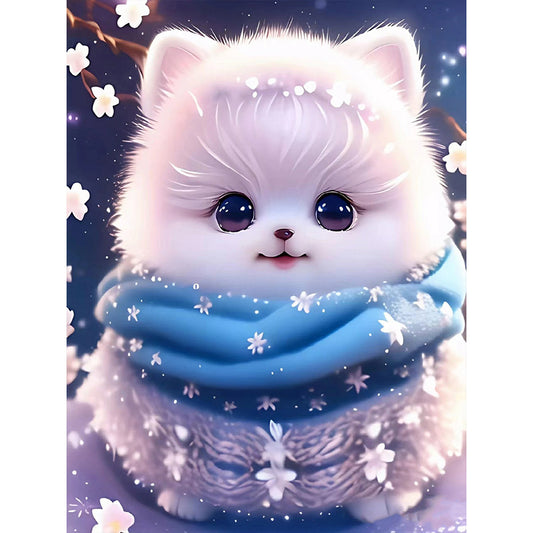 Puppy Surrounded By Scarf - Full Round Drill Diamond Painting 30*40CM