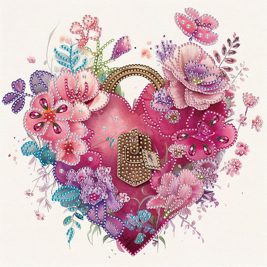 Flower Love Lock - Special Shaped Drill Diamond Painting 30*30CM