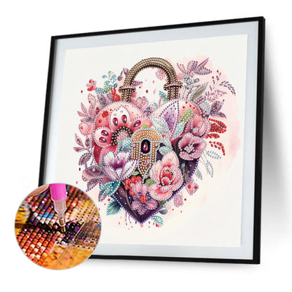 Flower Love Lock - Special Shaped Drill Diamond Painting 30*30CM