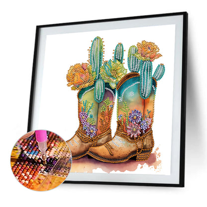 Retro Nostalgic Boots - Special Shaped Drill Diamond Painting 30*30CM