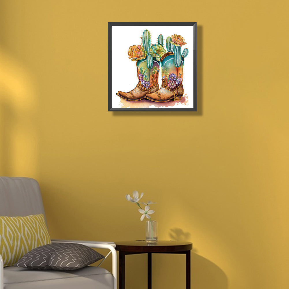 Retro Nostalgic Boots - Special Shaped Drill Diamond Painting 30*30CM