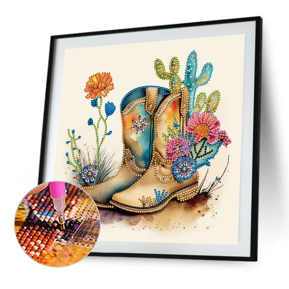 Retro Nostalgic Boots - Special Shaped Drill Diamond Painting 30*30CM