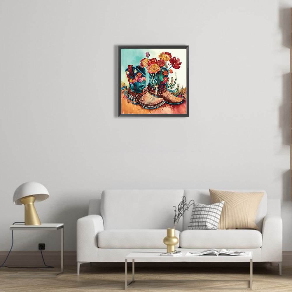 Retro Nostalgic Boots - Special Shaped Drill Diamond Painting 30*30CM