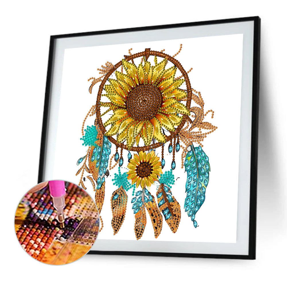 Sunflower Dream Catcher - Special Shaped Drill Diamond Painting 30*30CM