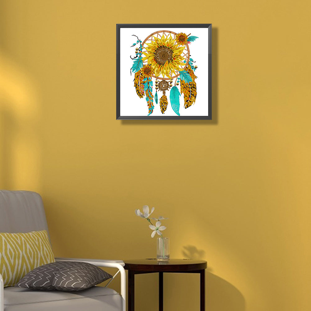 Sunflower Dream Catcher - Special Shaped Drill Diamond Painting 30*30CM