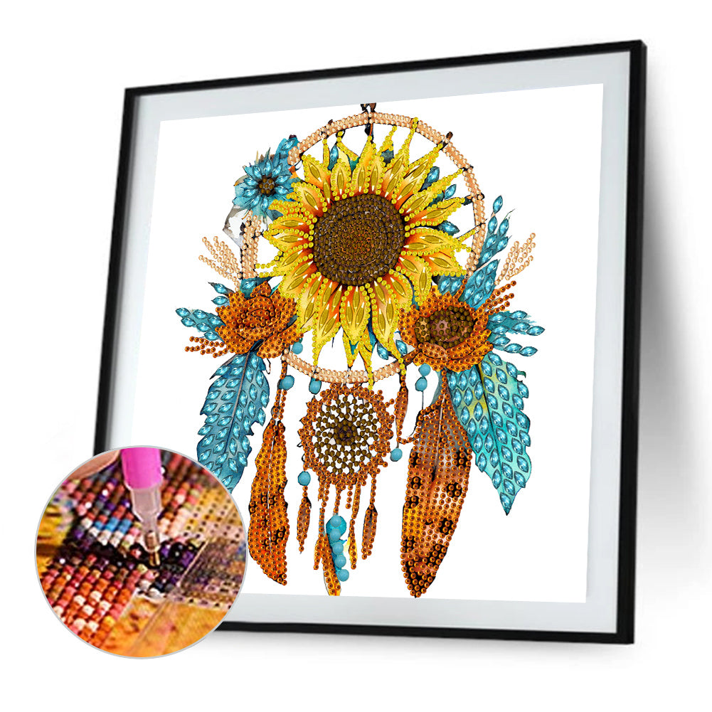 Sunflower Dream Catcher - Special Shaped Drill Diamond Painting 30*30CM