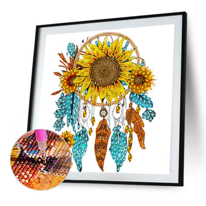 Sunflower Dream Catcher - Special Shaped Drill Diamond Painting 30*30CM