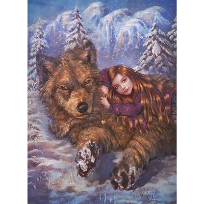 Girl And Wolf - Full Round Drill Diamond Painting 30*50CM