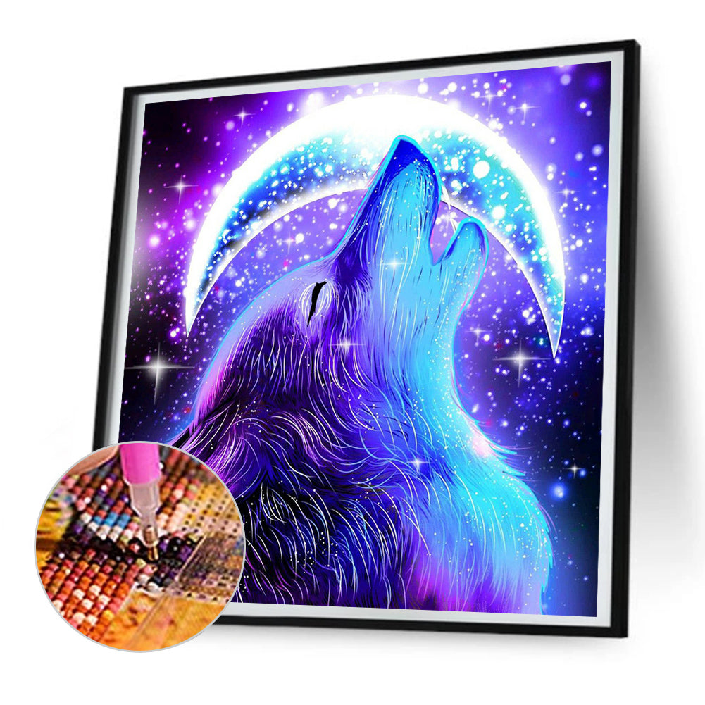 Wolf Eating The Moon - Full Round Drill Diamond Painting 30*30CM