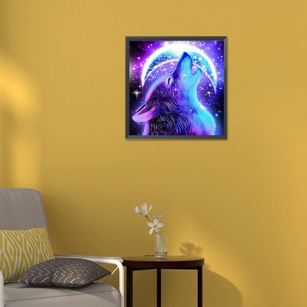Wolf Eating The Moon - Full Round Drill Diamond Painting 30*30CM