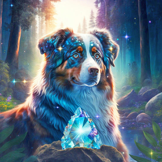 Crystal And Dog - Full Round Drill Diamond Painting 30*30CM