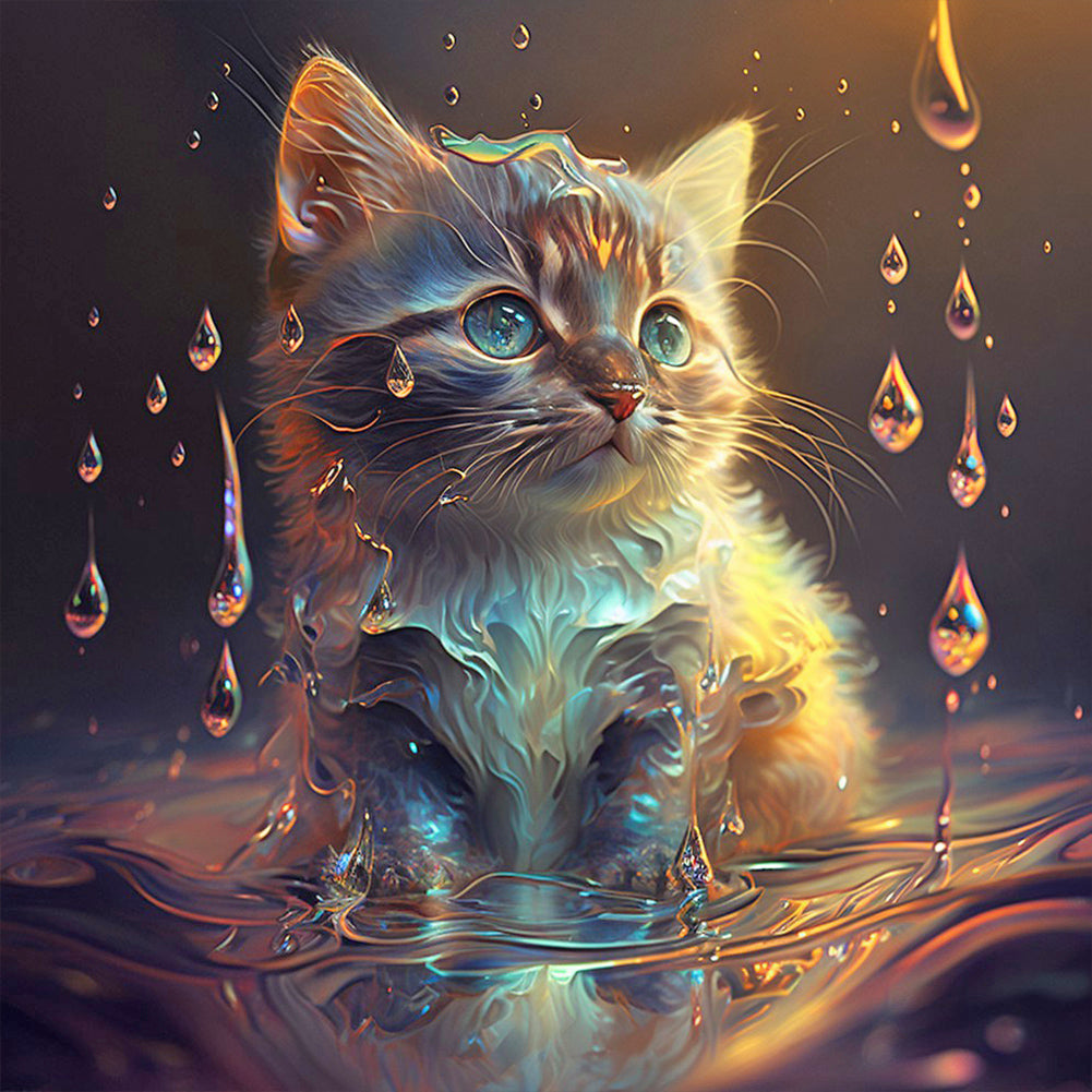 Cat Under Water - Full Round Drill Diamond Painting 30*30CM