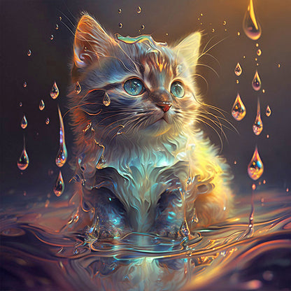 Cat Under Water - Full Round Drill Diamond Painting 30*30CM