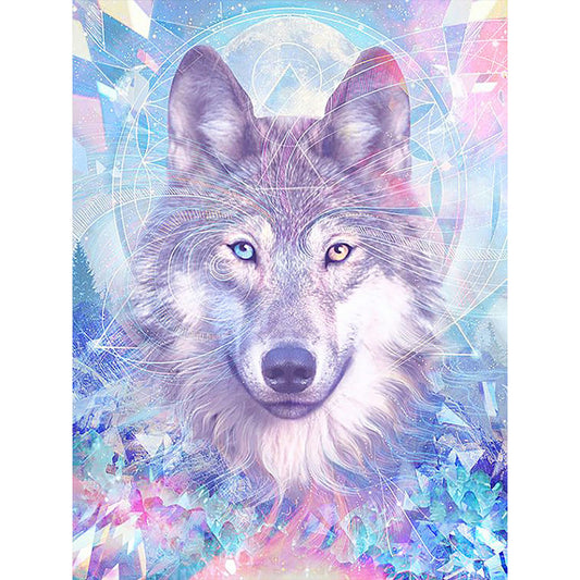 Wolf Under Design Background - Full Round Drill Diamond Painting 30*40CM