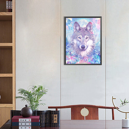 Wolf Under Design Background - Full Round Drill Diamond Painting 30*40CM