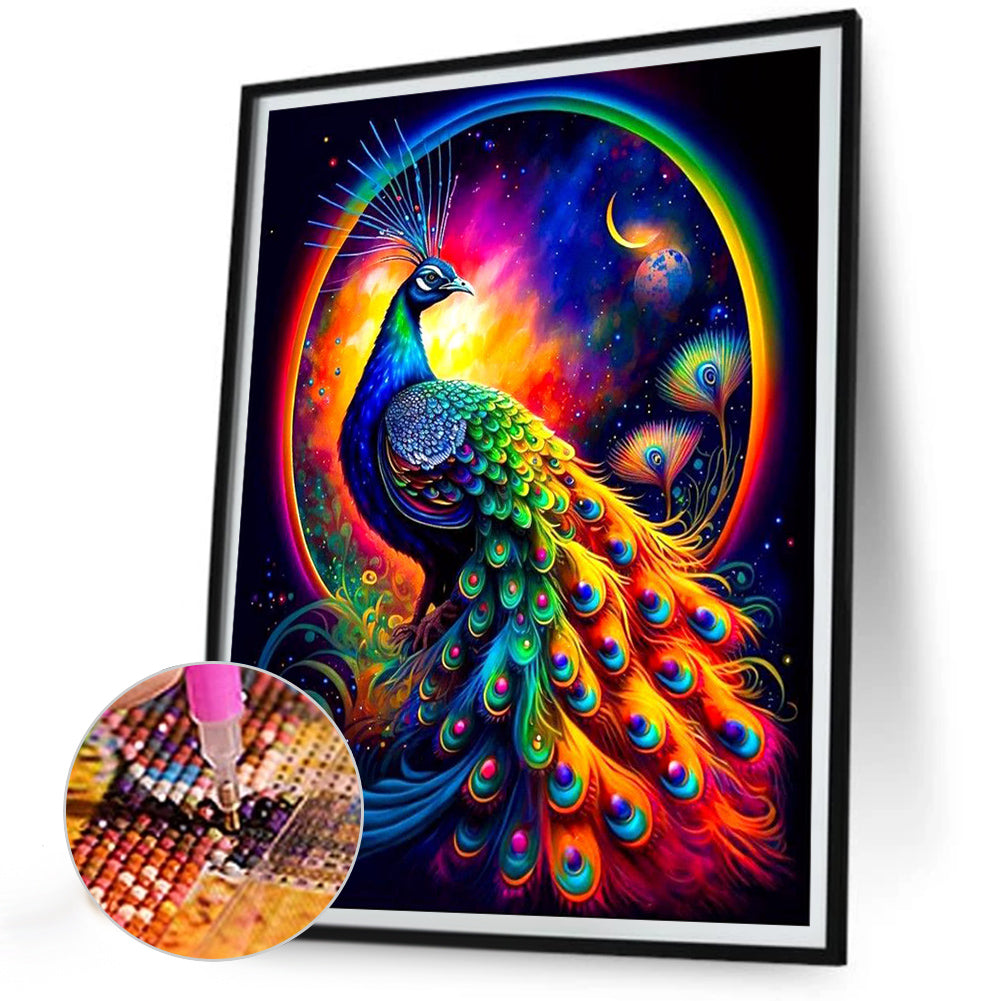 Colorful Peacock - Full Round Drill Diamond Painting 30*40CM