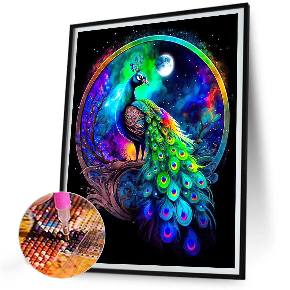 Colorful Peacock - Full Round Drill Diamond Painting 30*40CM