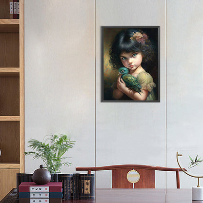 Little Girl And Cute Pet - Full Round Drill Diamond Painting 30*40CM