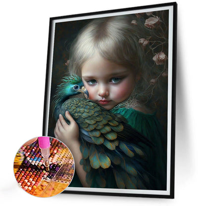 Little Girl And Cute Pet - Full Round Drill Diamond Painting 30*40CM