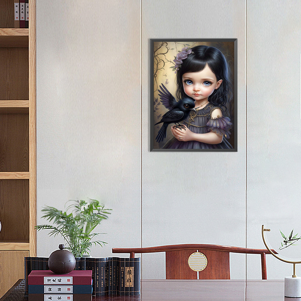 Little Girl And Cute Pet - Full Round Drill Diamond Painting 30*40CM