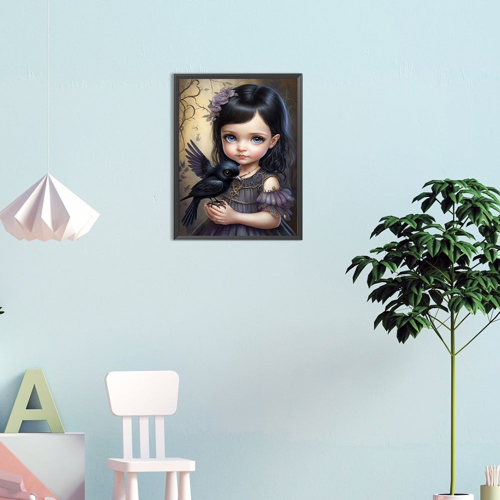 Little Girl And Cute Pet - Full Round Drill Diamond Painting 30*40CM