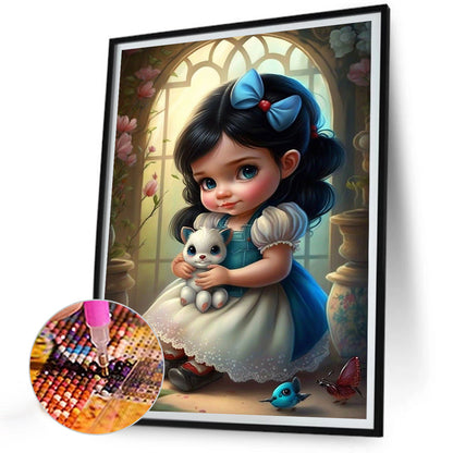 Little Girl And Cute Pet - Full Round Drill Diamond Painting 30*40CM